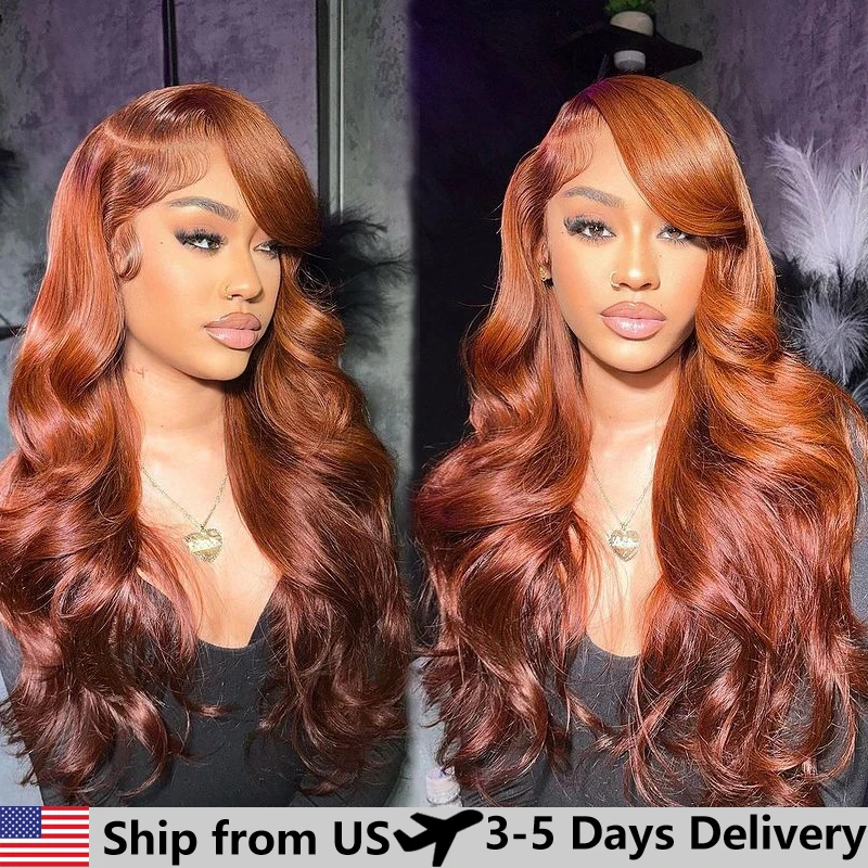 Reddish Brown 13x4 Body Wave HD Lace Frontal Human Hair Wig Pre Plucked Hd Lace Frontal Wigs Colored Brazilian Human Hair Wig