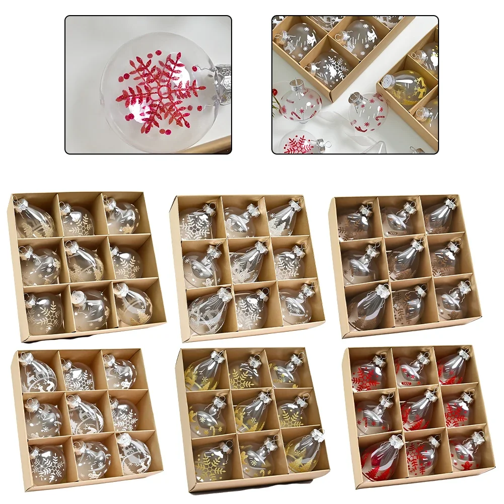 

9 Pieces Clear Christmas Ball Ornaments For Hanging On For Xmas Tree Plastic Shatterproof Balls For Seasonal Use