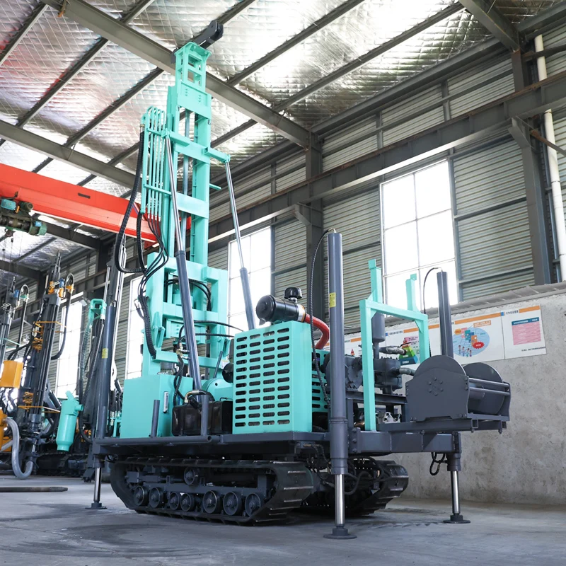 High Penetration Rate Crawler Mounted Pneumatic DTH Rig Air Powered Water Well Borewell Drilling Equipment