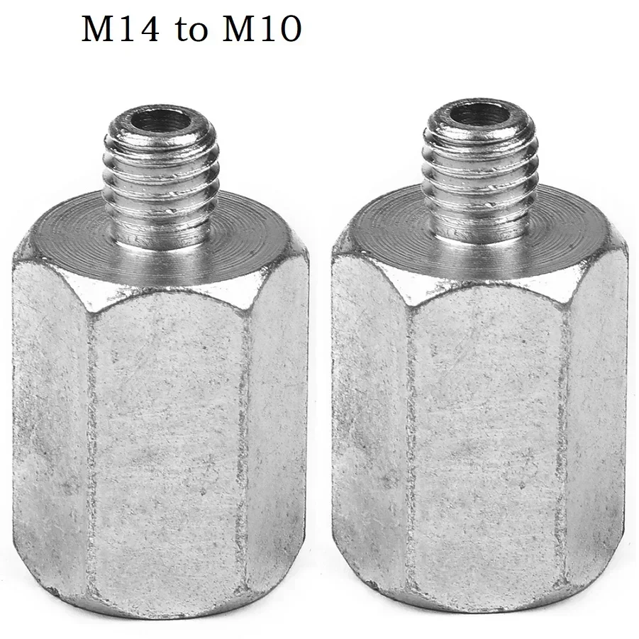 Prata aço ângulo moedor adaptador, adaptador de interface, M10 para M14 a M10, 2pcs por conjunto