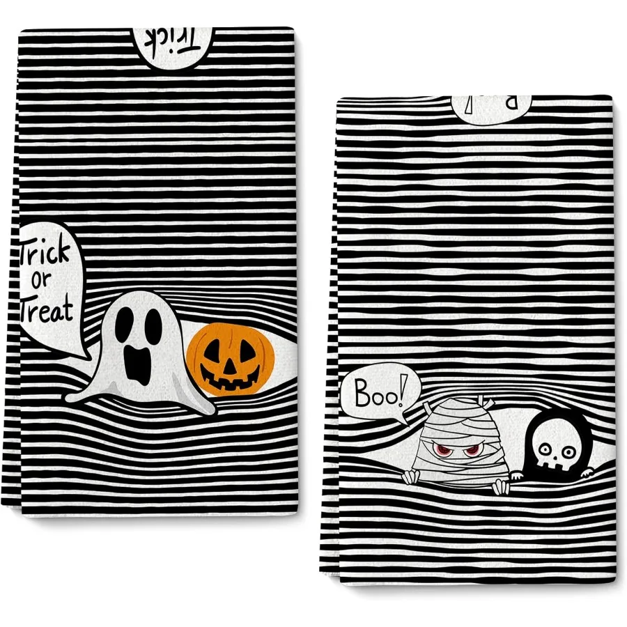 

Halloween Kitchen Dish Towels Set of 2Halloween Kitchen Decor Fy Halloween Hand Towels Soft Absorbent Spooky Tea Towels dishclo