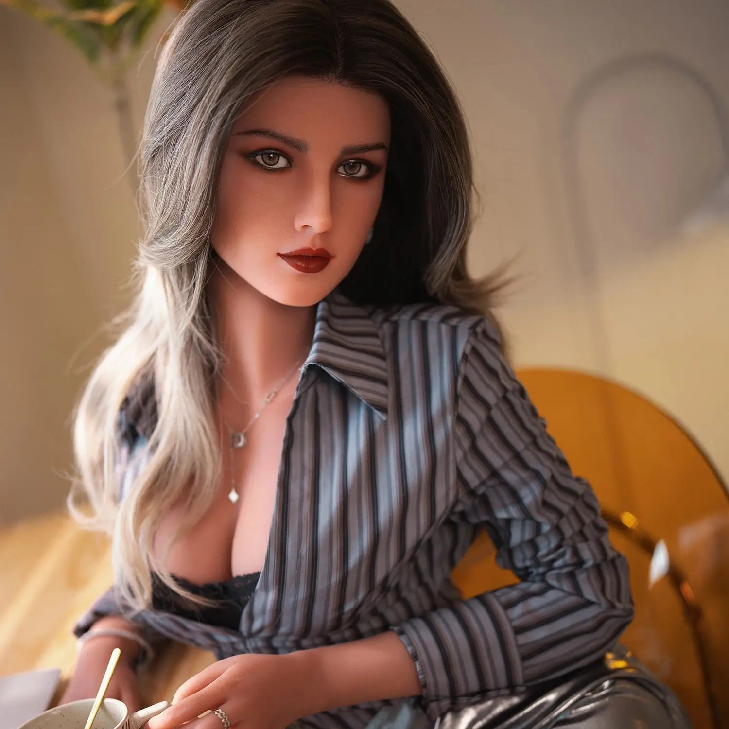 

Sex Doll 166cm Lifelike TPE Body Silicone Implanted Head Sex Doll Big Breast Ass Pussy Vagina