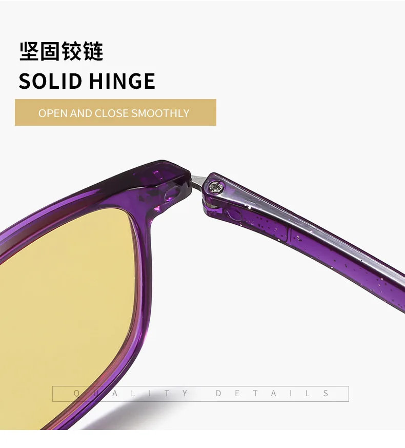 2026 Retro Gelbe Gläser Lesebrille für Damen Klassische Eckige Fassung Weitsichtbrille Vintage Sportbrille Nachtsichtbrille – Detail 13