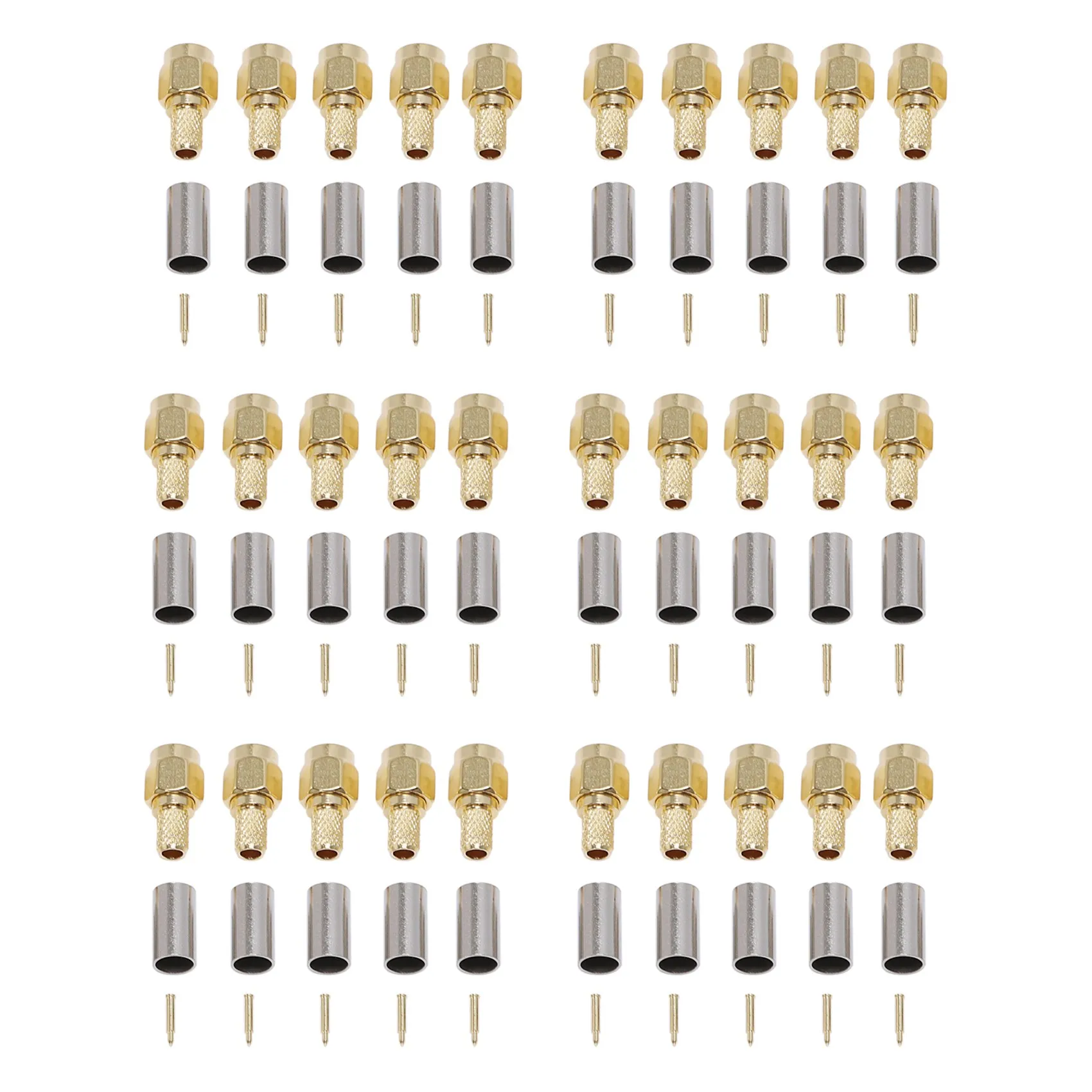 

30Pcs SMA Male Plug RF Coaxial Connector Crimp For RG58 RG142 RG400 LMR195 RG223-A80Z