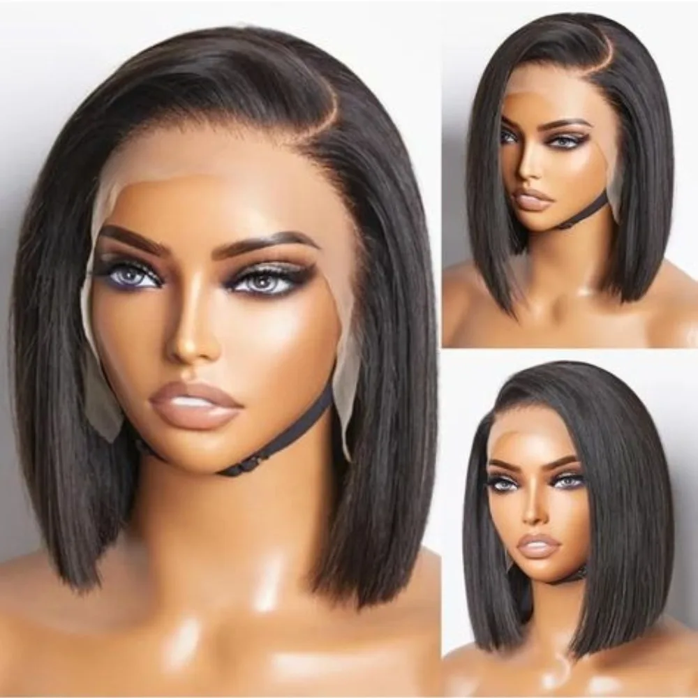 Short Bob Wig Transparent Lace Frontal Wigs Human Hair Straight Bob Wigs Pre Plucked 13x4 Lace Front Wigs For Black Women - Image 4