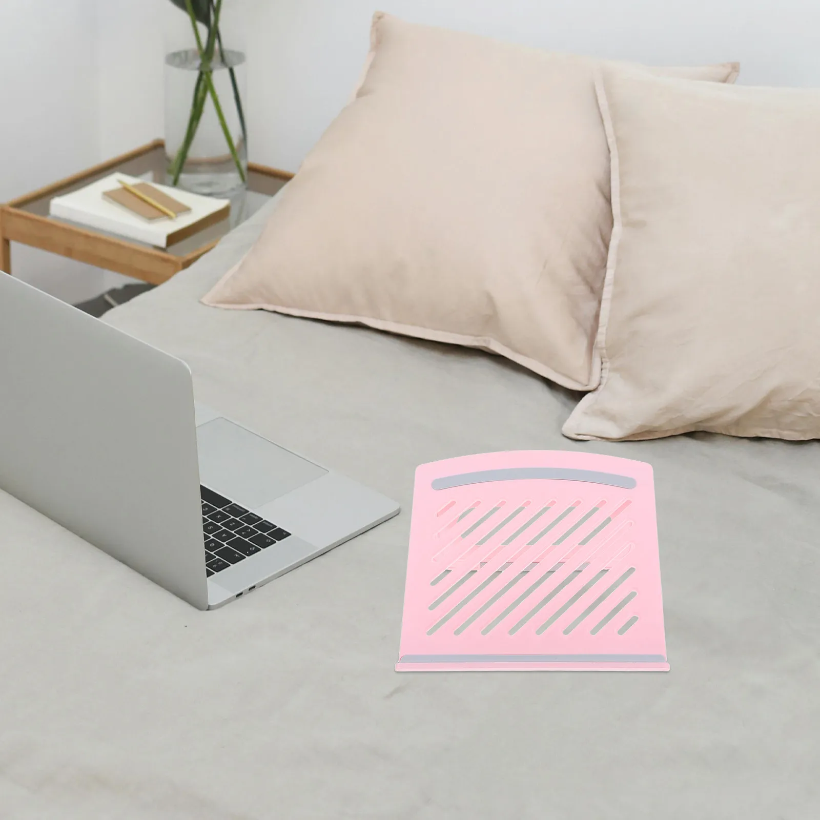 

Ventilated Foldable Laptop Stand Adjustable Height Multi-Angle Desktop Riser Ergonomic Holder for Home Office Library Coffee