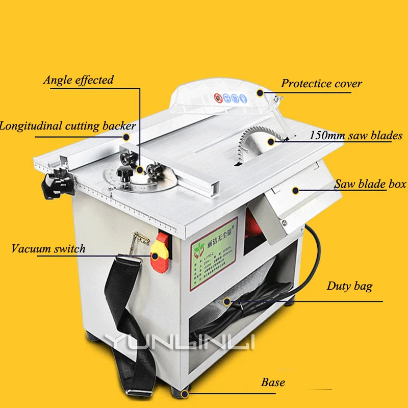 220v Table Saws 1500w Dust-free Woodworking Saw Household Cutting Machine Multi-function Desktop Electric Saw Power Tool 150-3