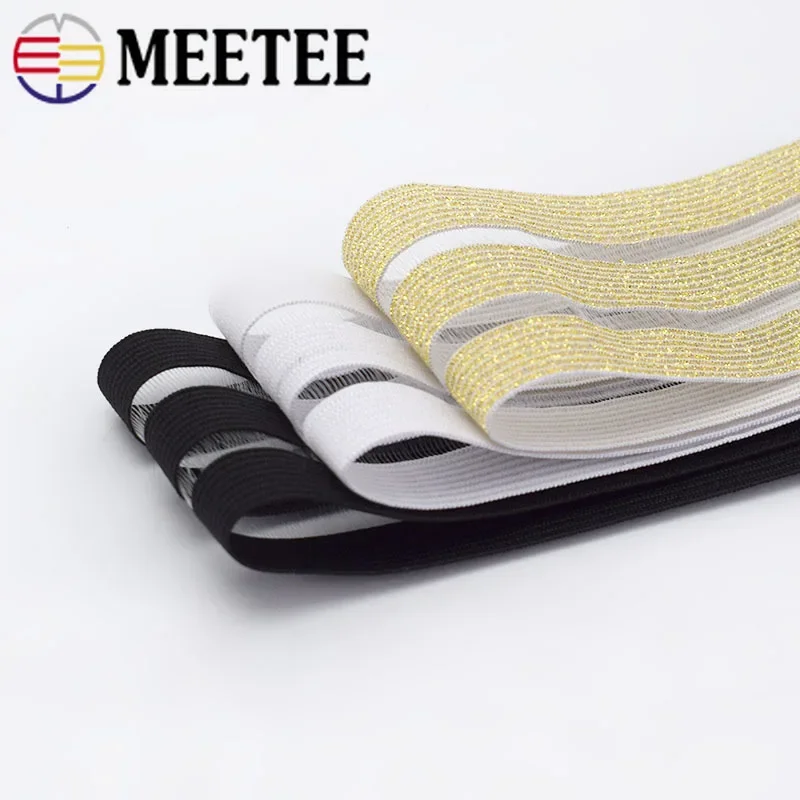 5/10Meter 5cm/9cm Gold Silver Glitter Transparent Elastic Band Webbing DIY Pants Belt Rubber Bands Sewing Accessories BD305