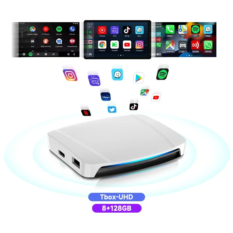 Multimedia Carlinkit wireless Android auto 4gb 64gb tbox uhd media Carplay ai box with HDMI USB port for youtube video