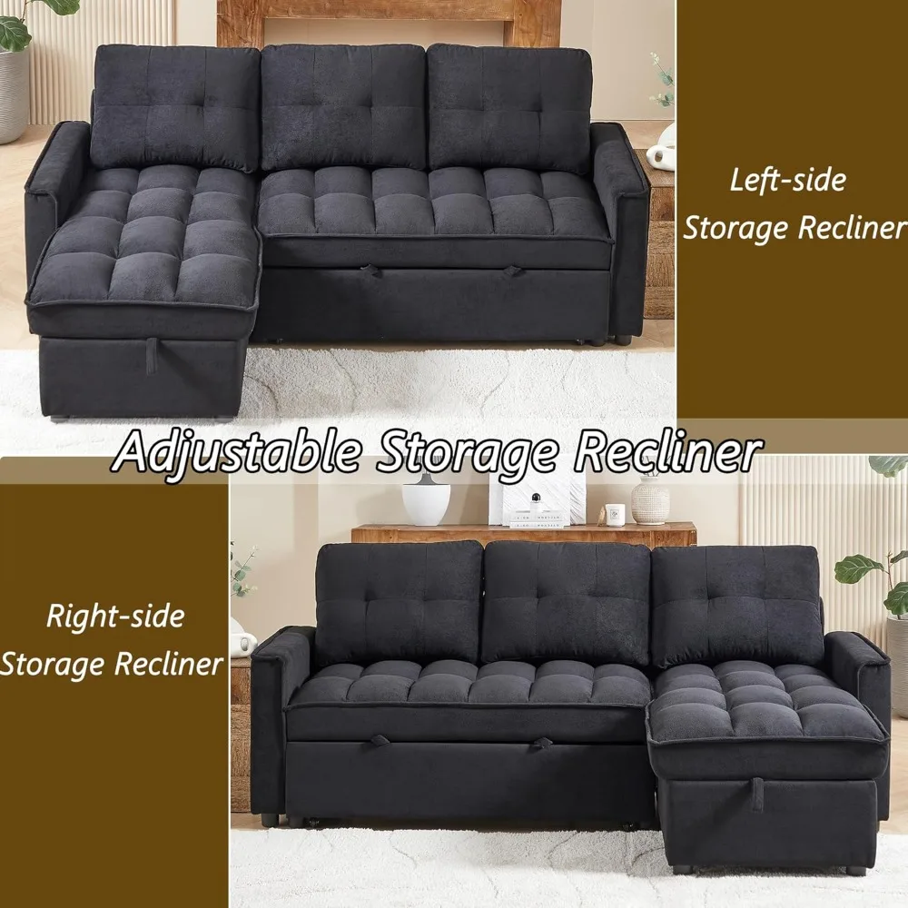 Двусторонний секционный диван, 78 L-образный 3-местный диван из синели с выдвижной кроватью для удобных сидений