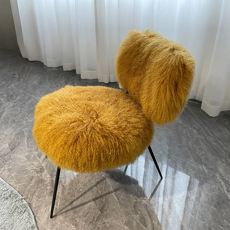 wool chair, small bedroom high-end makeup chair, living room single chair