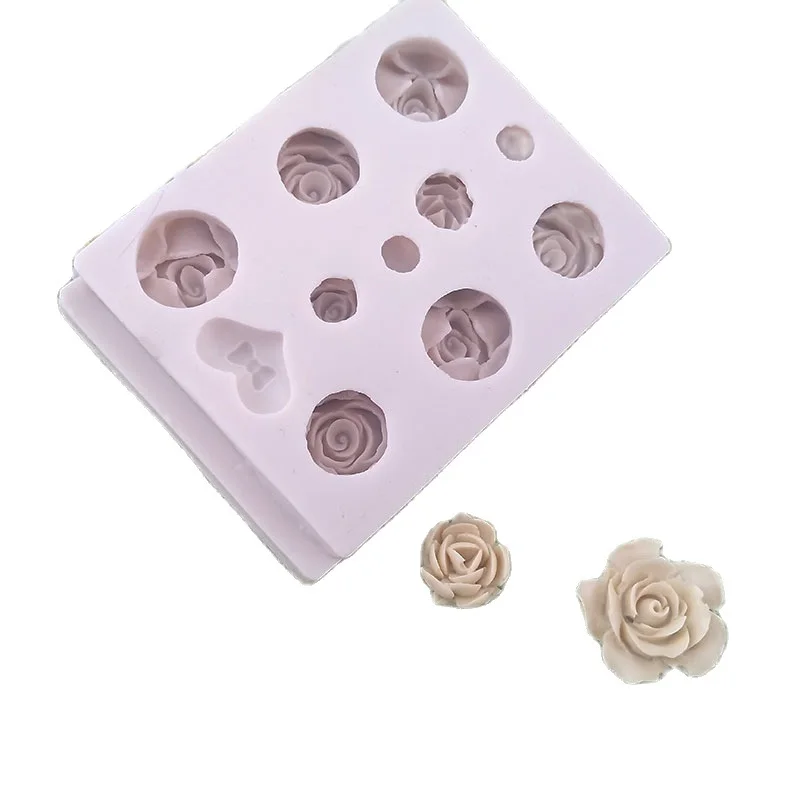 Multi Sizes Love Rose Shaped Silicone Mould Fondant Cake Decorating Gumpaste Tools Chocolate Candy Baking Pastry Mold K310