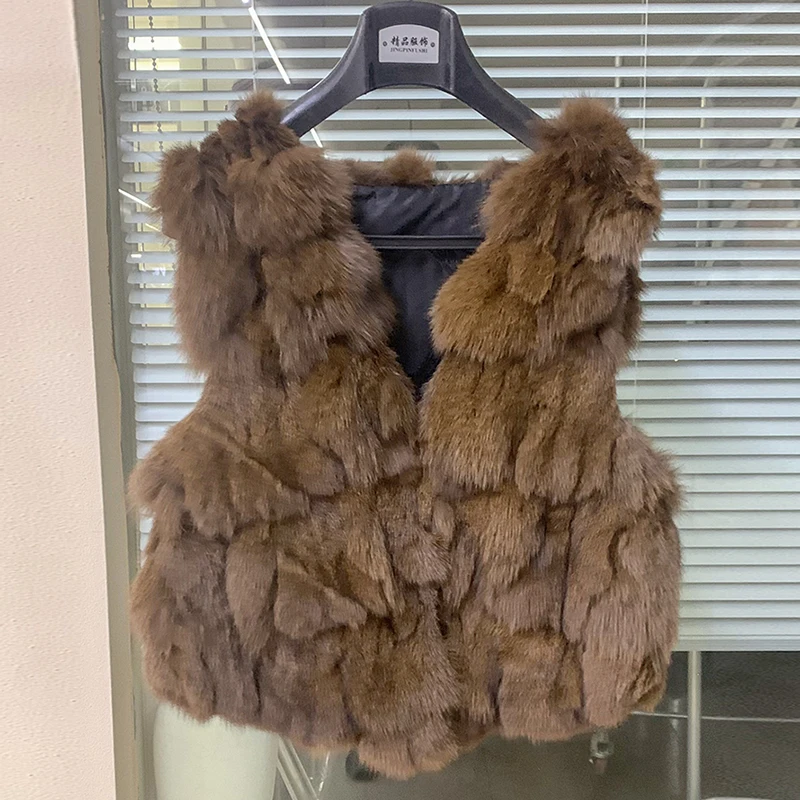 Sleeveless Vest Made of Real Fox Fur Natural Fox Fur Vest for Women Trendy Fashion Factory Wholesale & Retail Fur Waist Coat