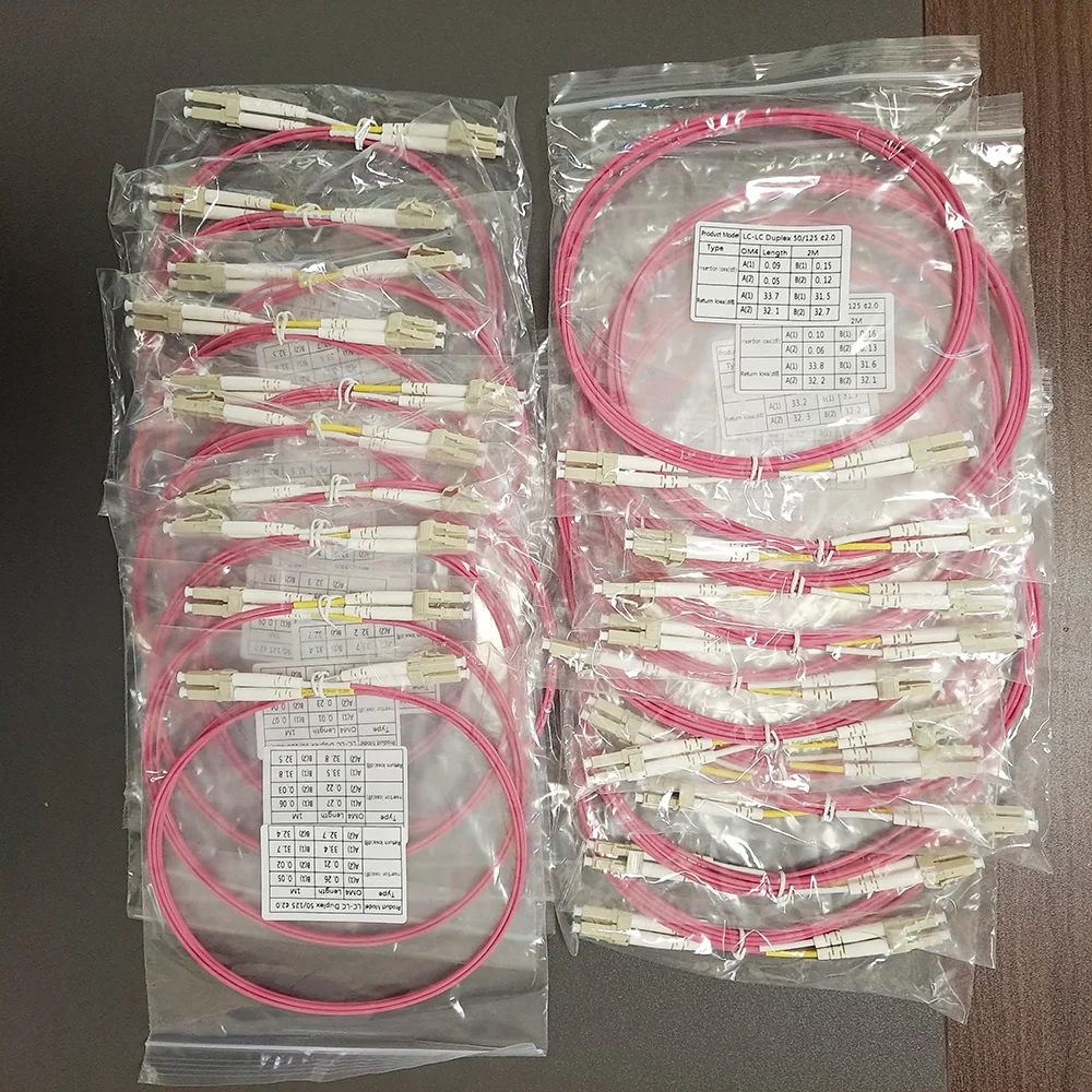 Imagem -06 - Cabo de Fibra Multimodo lc para lc Om3 Om4 2.0 3.0 mm Multimodo Duplex Lc-upc Jumper de Fibra Óptica Patch Cord 1m 2m 3m 5m 50 Peças por Lote