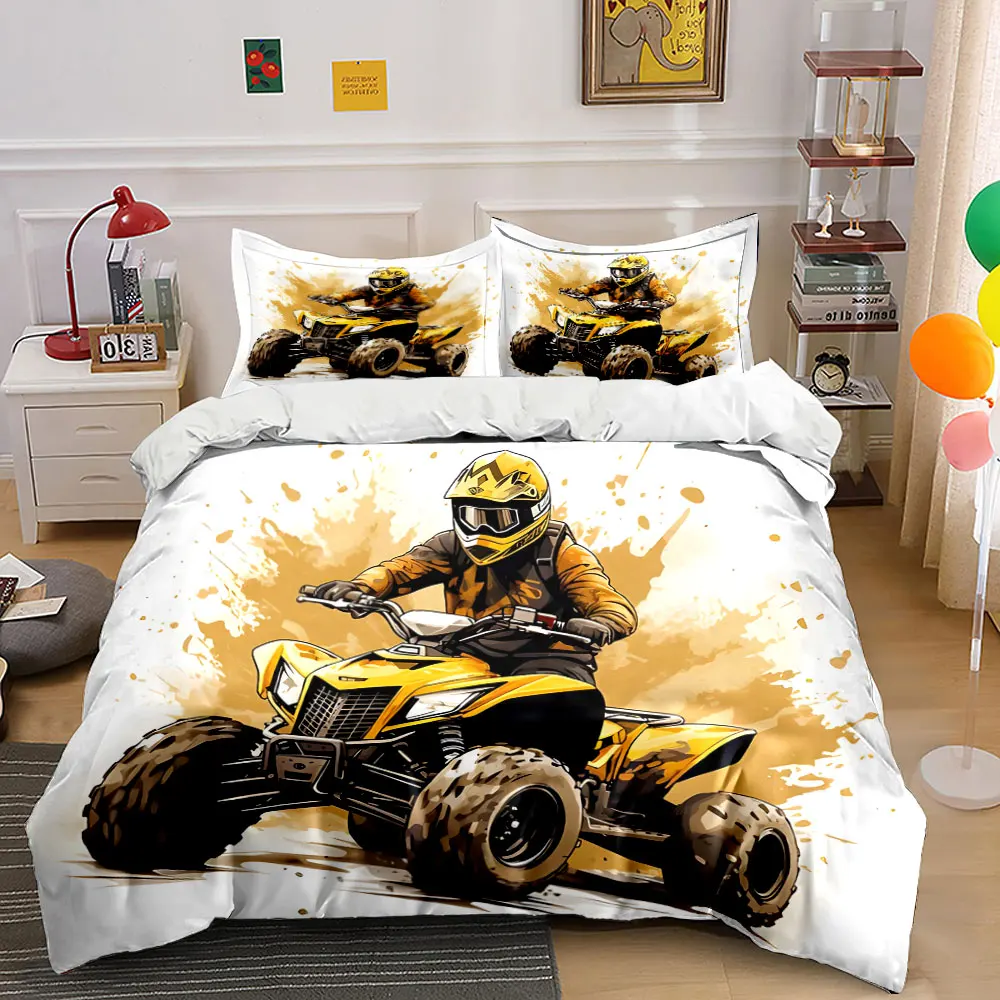 

Off-road rider with muddy backdrop Print Bedding Set 1 Duvet Cover 2 Pillowcases for Adult and Children Luxury Gift Full Size