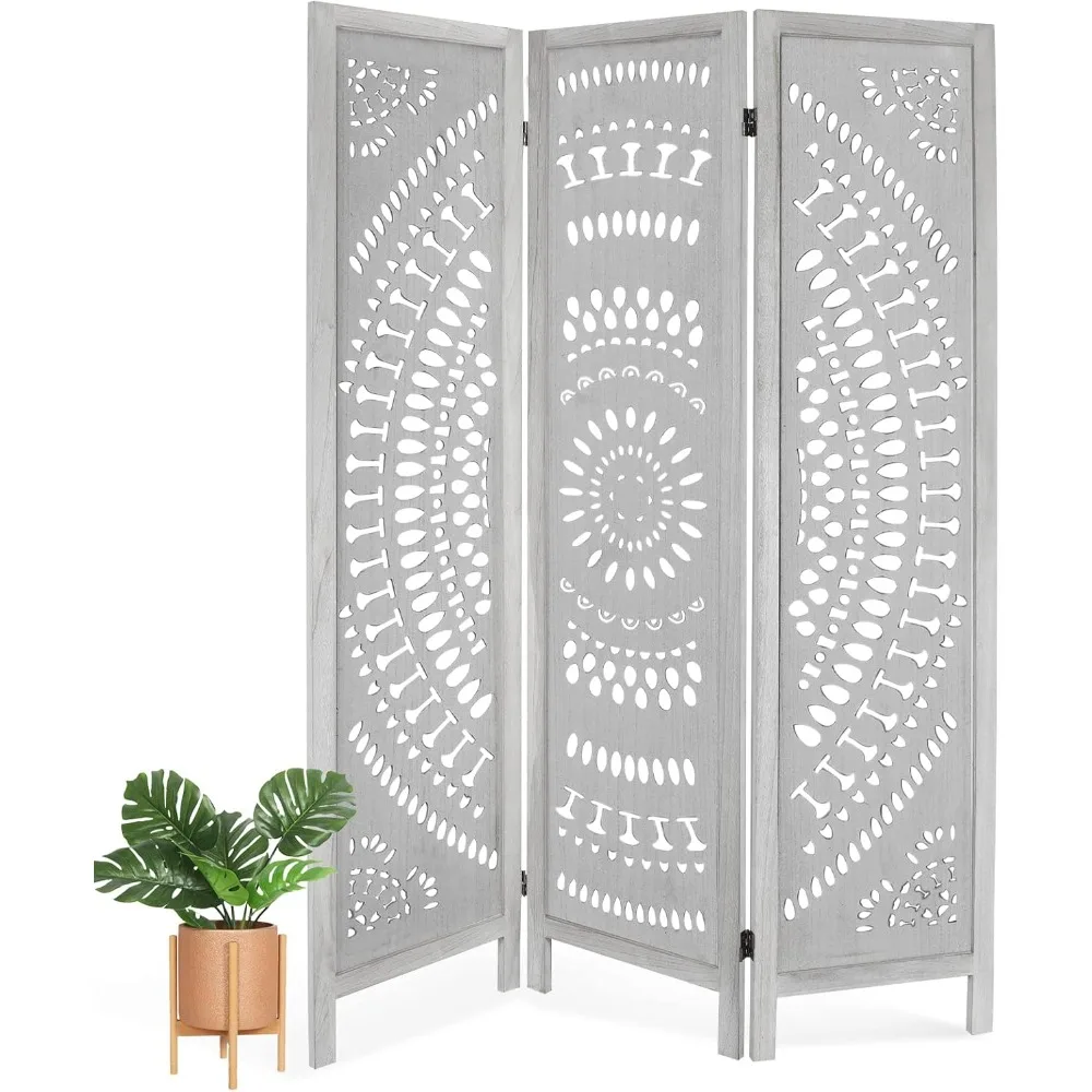 Carved Room Dividers and Folding Screens Room Divider Screen Wood Freestanding Partition for Home Bedroom Office Restaurant