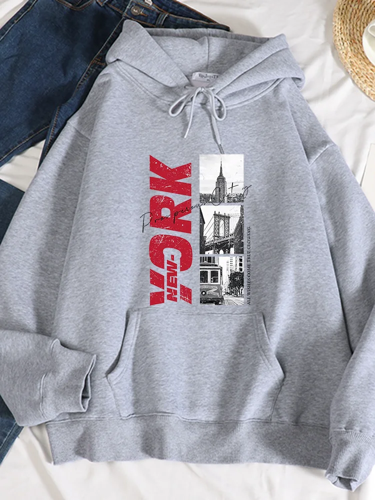 

New York City Pattern Printing Women'S Hooded Fashion S-Xxl Hoodies Fleece High Quality Hoody Autumn Casual Female Clothes