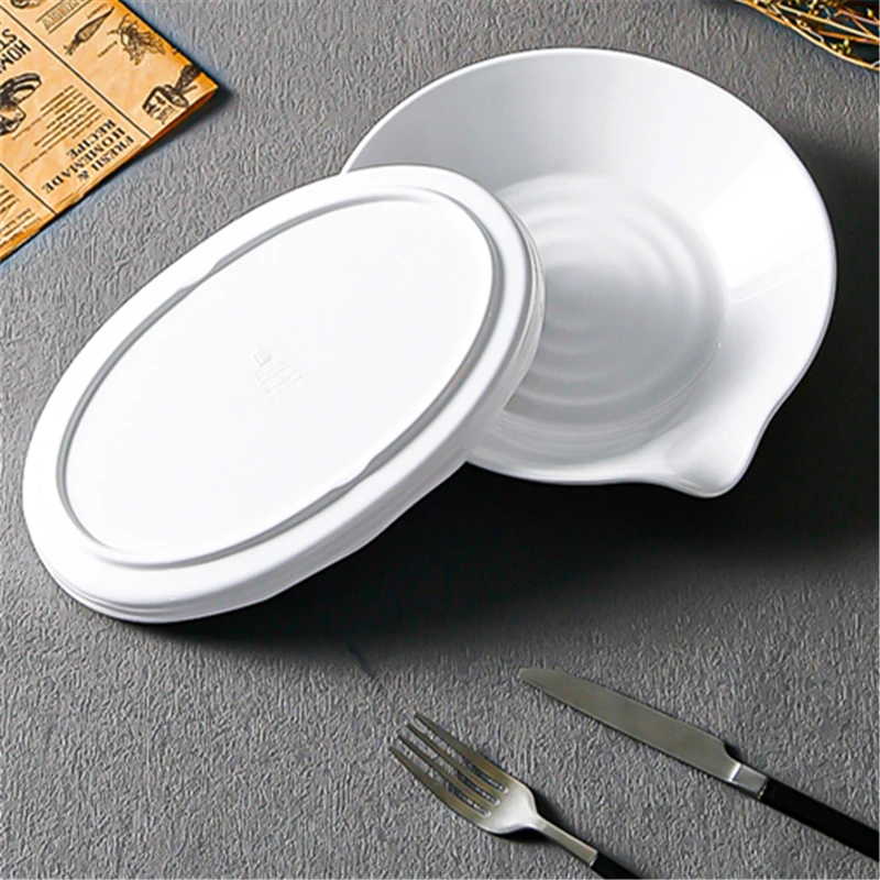 Irregular Shape White Melamine Hotel Dinner Plates Dishes Imitation Porcelain Trays Salad Dessert for Home and Kitchen