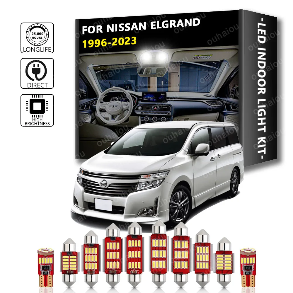 LED Bulb Interior Map Trunk Light Kit For Nissan Elgrand E50 E51 E52 1996- 2018 2019 2020 2021 2022 2023 Car Accessories