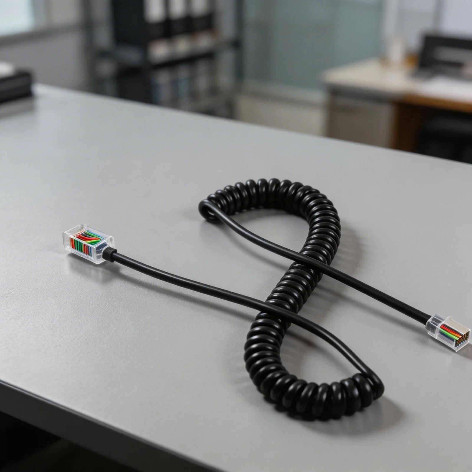 Handset Cord 8-core Mic Wire 8-pin Connector ABS Construction Easy Plug-in Installation Black Car Radio Replacement