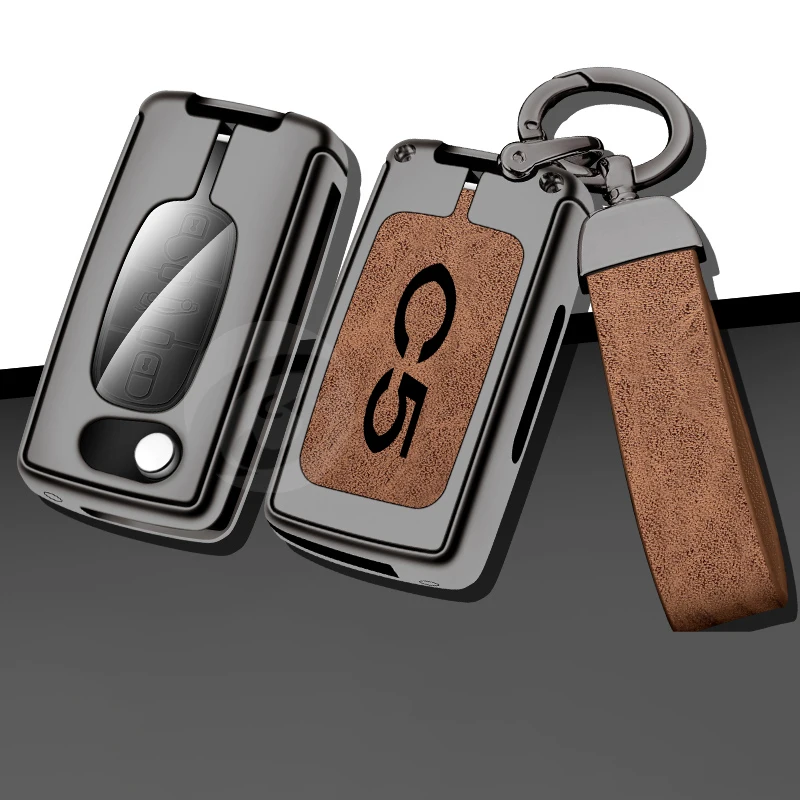 Folding Metal Leather Car Key Cover Case For Citroen C5 Logo For X7 Tourer 2/3 Buttons Keyless Fob Holder Accessories