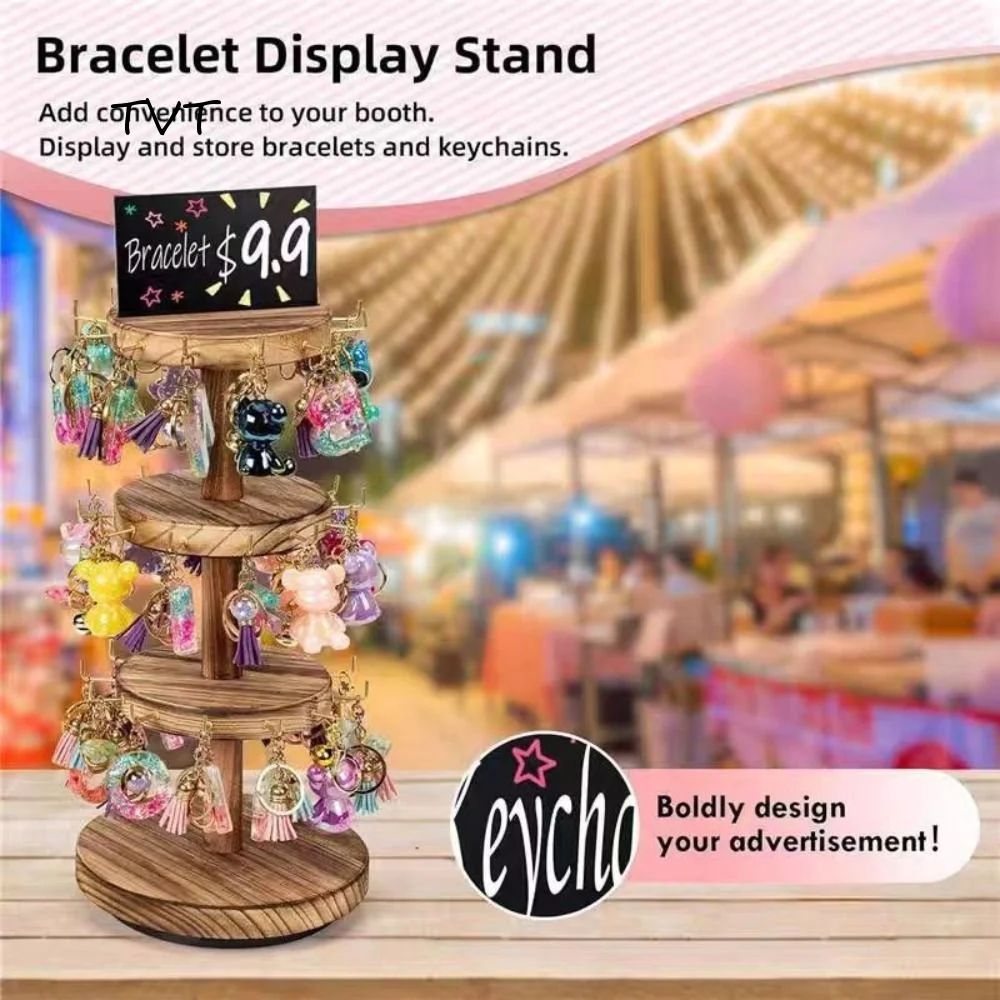 43*17.5cm Jewelry Display Stand 360° Rotatable Base Multi-layer Desktop Storage Rack Sturdy & Durable Rustic Vintage Finish