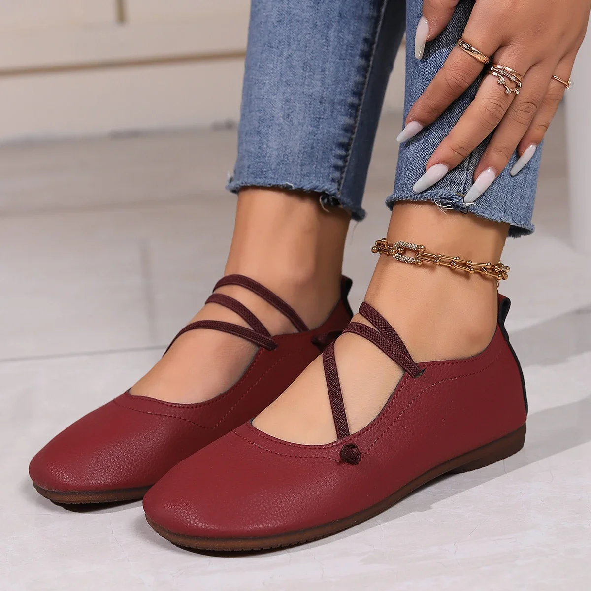 

New Mary Jane Single Shoes Thick Heel Shoes Elegant Classic Retro Square Toe Comfortable Soft Shallow Cut Low Heel Women's Shoes