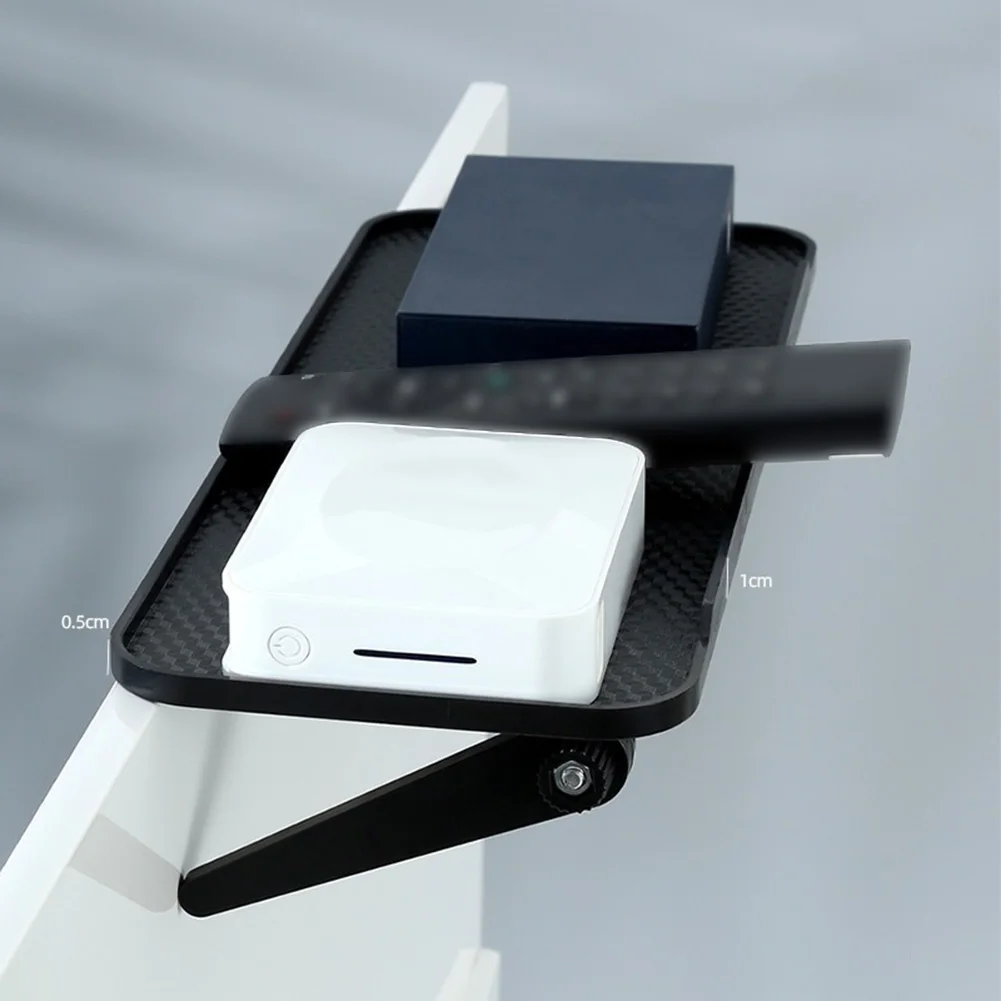 

Подставка-полка для ТВ-приставки из полипропилена, черная, 30,7 x 11,9 см, для роутера, камеры, игровой консоли, пульта ДУ, для крепления и хранения