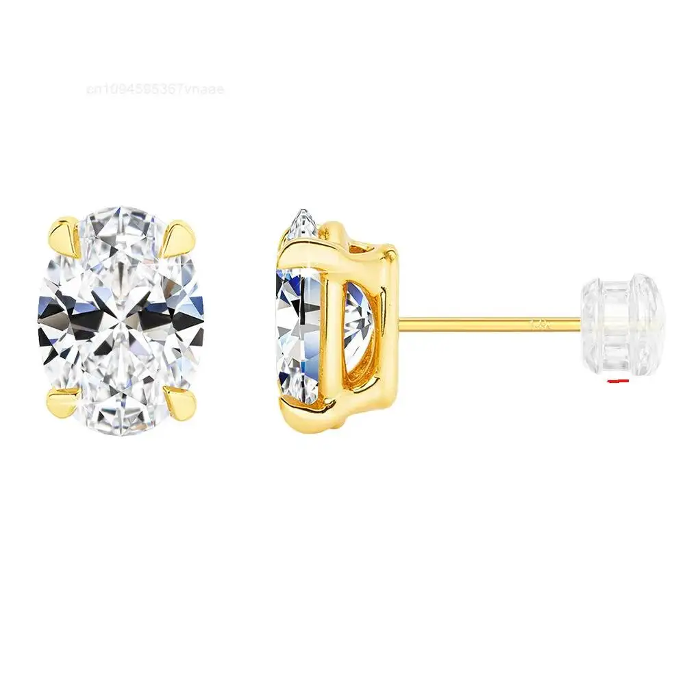Luxury Gold Plated Silver 925 Men's & Women's Mossanite Earrings VVS Real Moissanite Stud Ear Rings Diamond Tester Approved