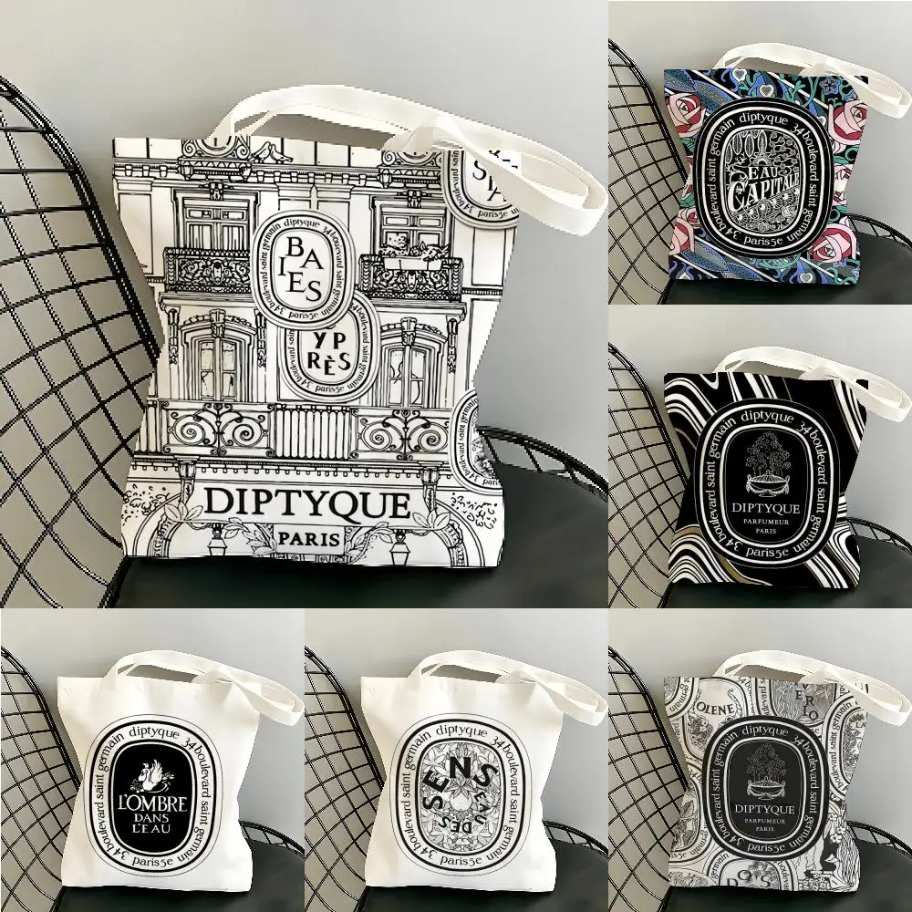 Luxury D-Diptyques Storage Bags Canvas Tote Bag Women Large Capacity Reusable Eco Shopping Bag Shoulder Handbag