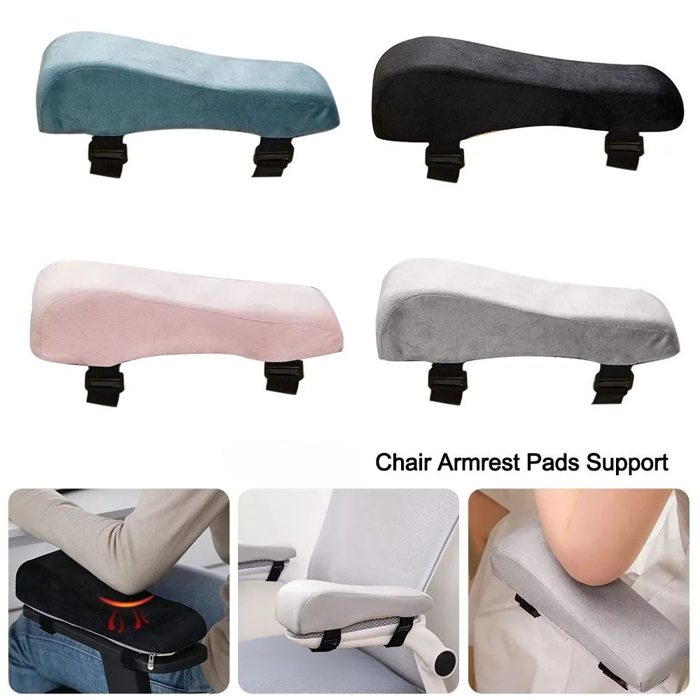 Sponge Foam Chair Armrest Pad Curve Design Thick Cushion Elbow Support Cushion Adjustable Belt Fasten Strap