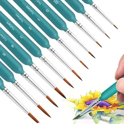 11/22pcs Miniature Paint Brushes Art Painting Brushes Weasel Hair Paint Brush Gouache Watercolor Oil Paints Artists Hand Painted