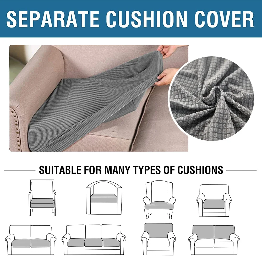 Waterproof Jacquard Sofa Seat Cushion Cover for Living Room Kids Furniture Protector Polar Fleece Stretch Sofa Covers Removable