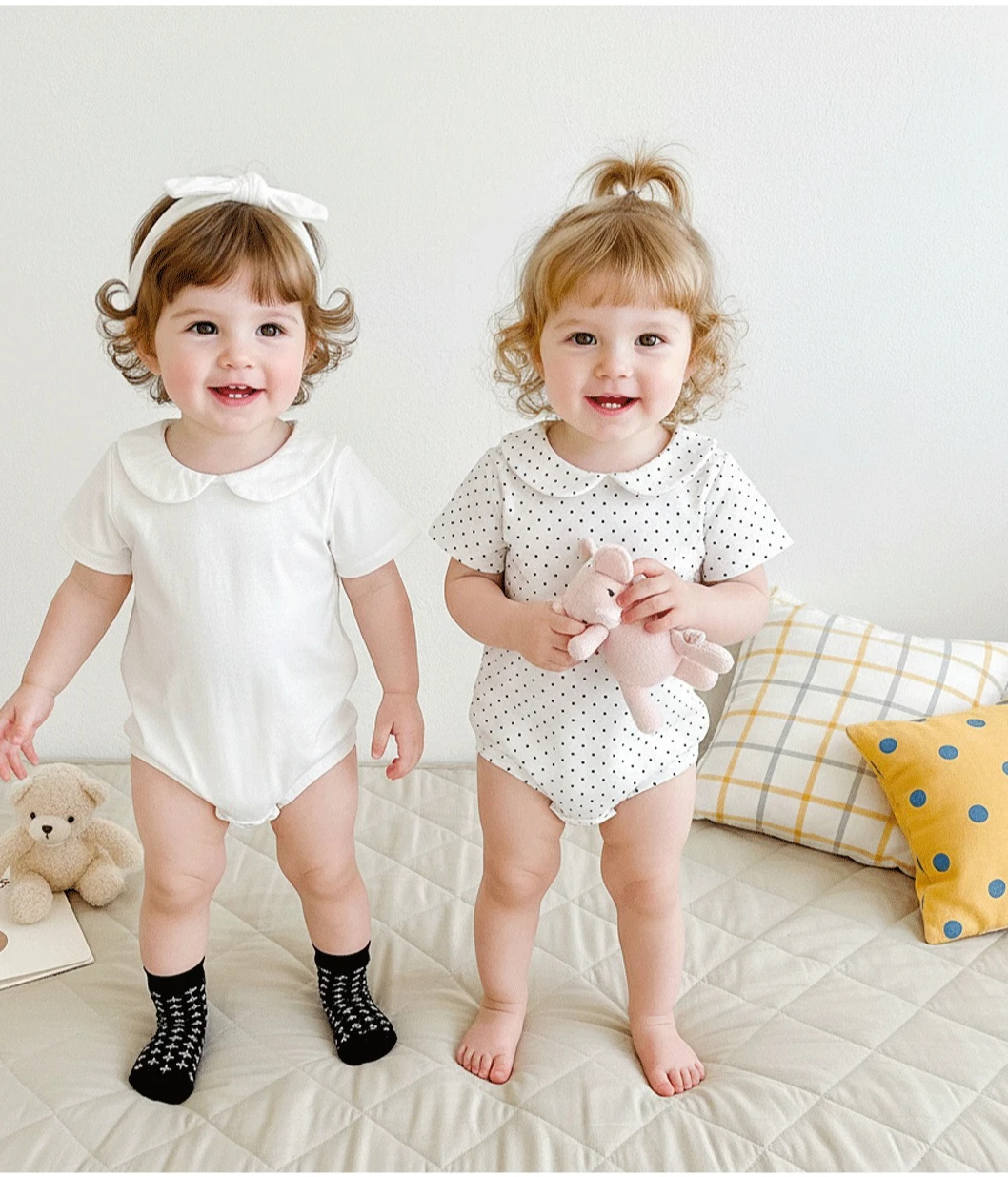 Korean Solid Color Soft Solid Bag Fart Clothes Sweet and Versatile Peter Pan Collar Rompers 2026 Summer New