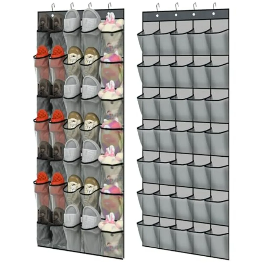

2 Pcs 70 Large over The Door Shoe Organizer Hanging Shoe Rack for Closet Holder Gray Mesh Pockets Back to School Behind Door Ha
