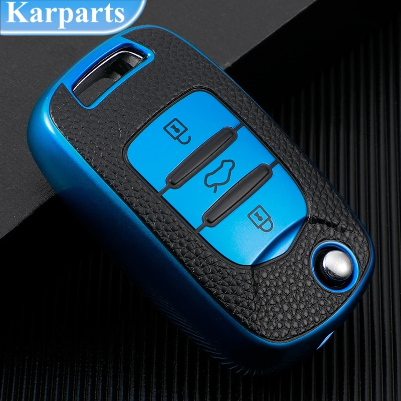 

Leather Style Car Key Case Cover Shell For Baojun 560 Rs-5 530 630 310 E100 310W 510 730 360 Holder Fob keychain Accessories