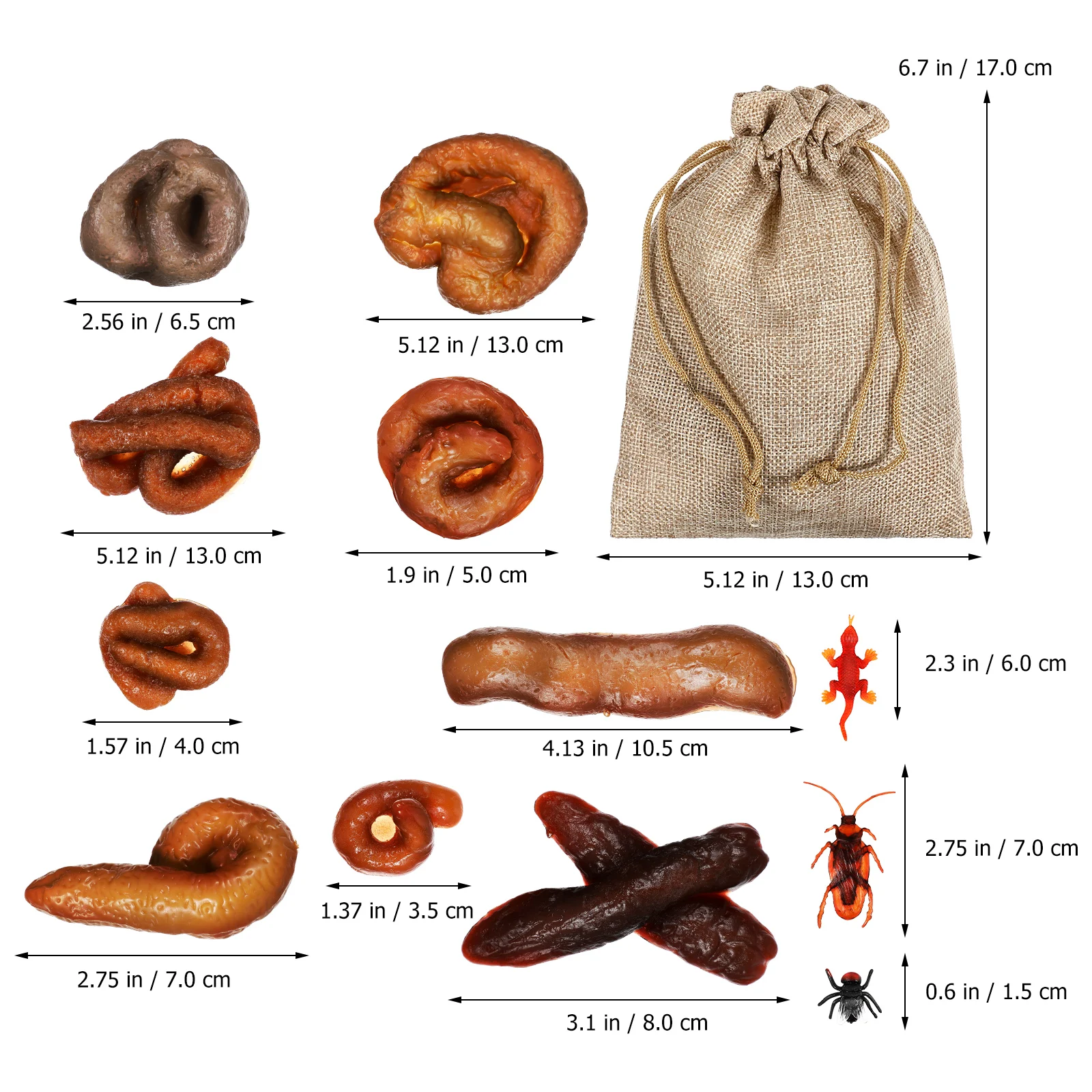 

1 Set Realistic Fake Poops Lizard Flies Roaches Prank Halloween Home Decor Funny Props Simulation Plastic Gifts Tricky