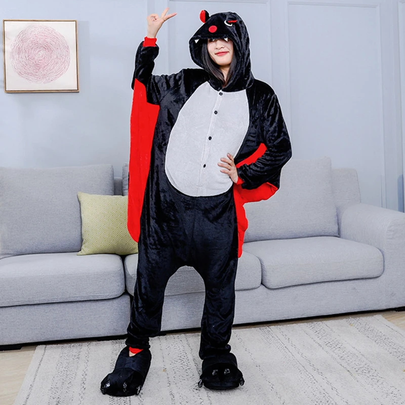 Dieren Kigurumi Jumpsuit Pyjama Grappig Festival Kostuum Met Vleugels Volwassen Eendelig Thuiskleding Flanellen Dameskleding Met Capuchon