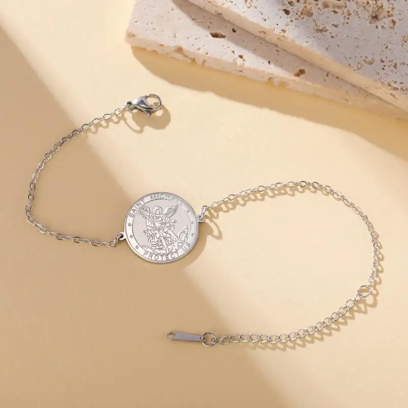 1 Stück Medaillon-Armband mit Erzengel Michael für Damen und Herren, Talisman, Vintage-Schmuck, Geschenk – Detail 8