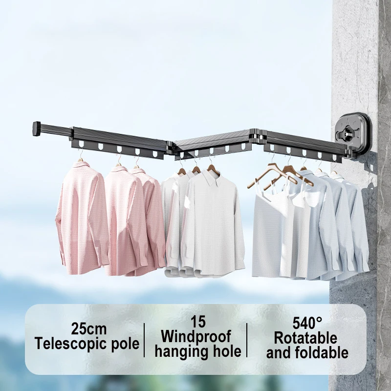 Suction Cup Folding Clothes Drying Rack Retractable Laundry Room Storage Collapsible Clothes Hanger Portable Clothes Drying Rack