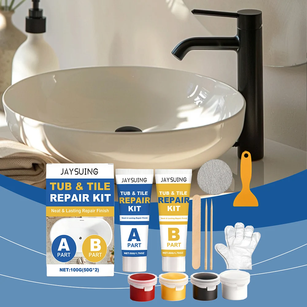 Tile Cracks Filler Waterproof Porcelain Bathtubs Chip Repair Kit Permanent Repair For Chips And Cracks Home DIY Improvement