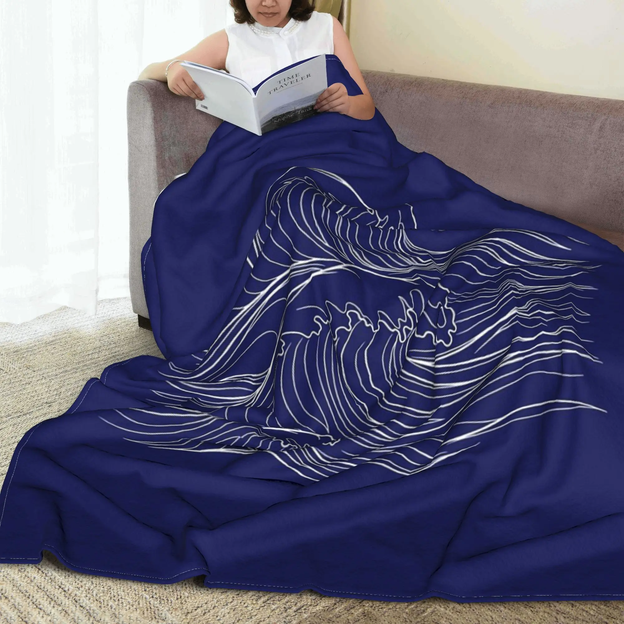 

Одеяло «Поток волн», дышащее фланелевое одеяло для дивана, одеяло для дома, спальни, путешествия, покрывало, одеяло