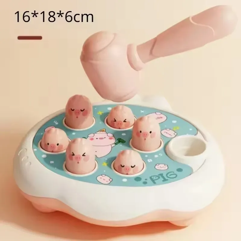 لعبة أطفال على شكل بطة/ضفدع/خنزير لعبة تعلم مونتيسوري ألغاز تعليمية هدية لمدة 12 24 شهرًا طفل صبي/فتاة بمطرقة