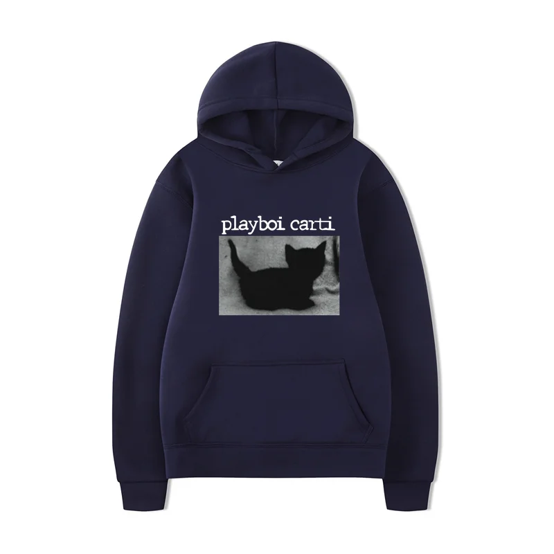Playboi كارتي أسود القط طباعة هوديي للرجال والنساء ، الشارع الشهير ، أزياء الهيب هوب ، المتضخم ، البلوز #3