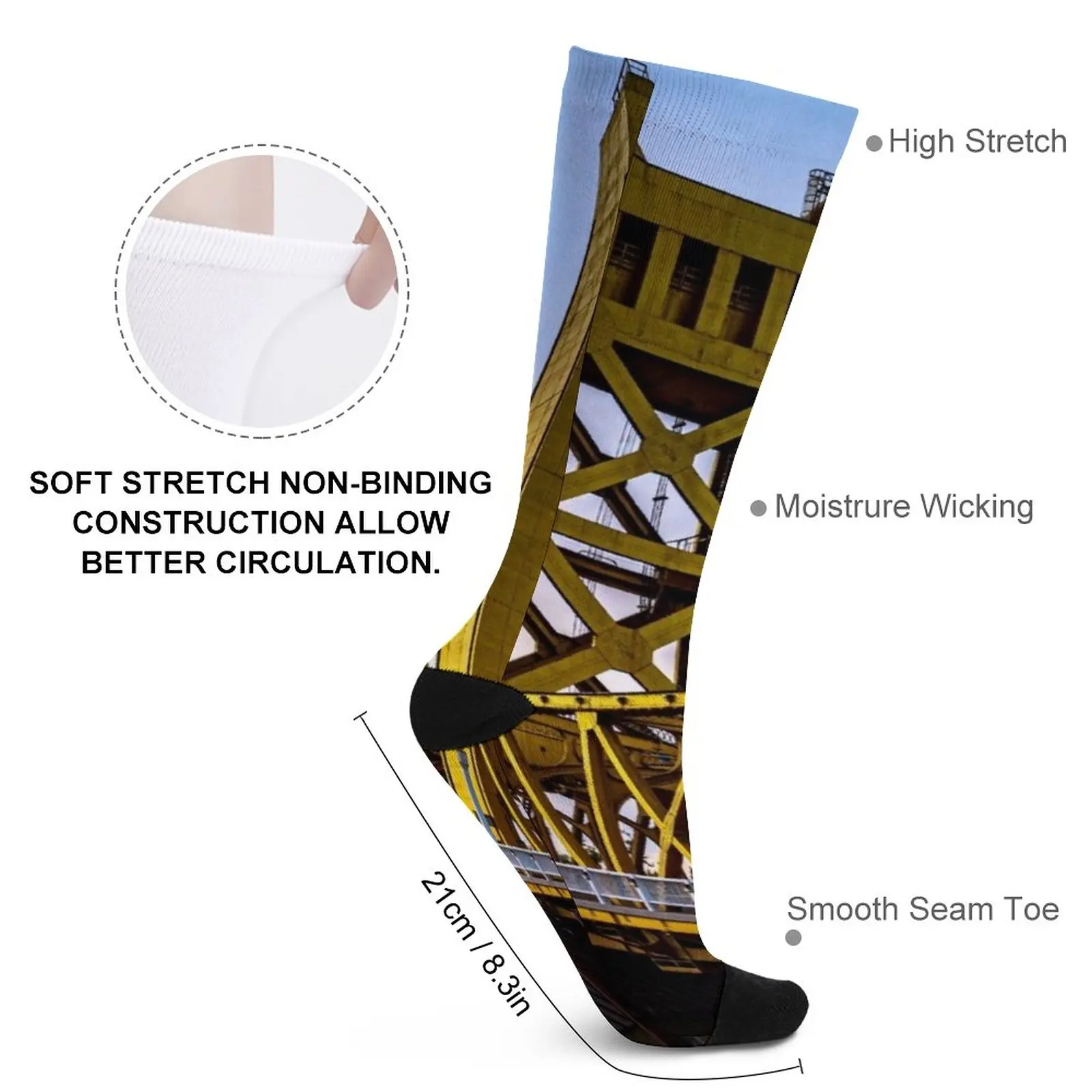 Tower Bridge In Old Sacramento Image By Rich AMeN Gill Socks cartoon socks hiking socks men