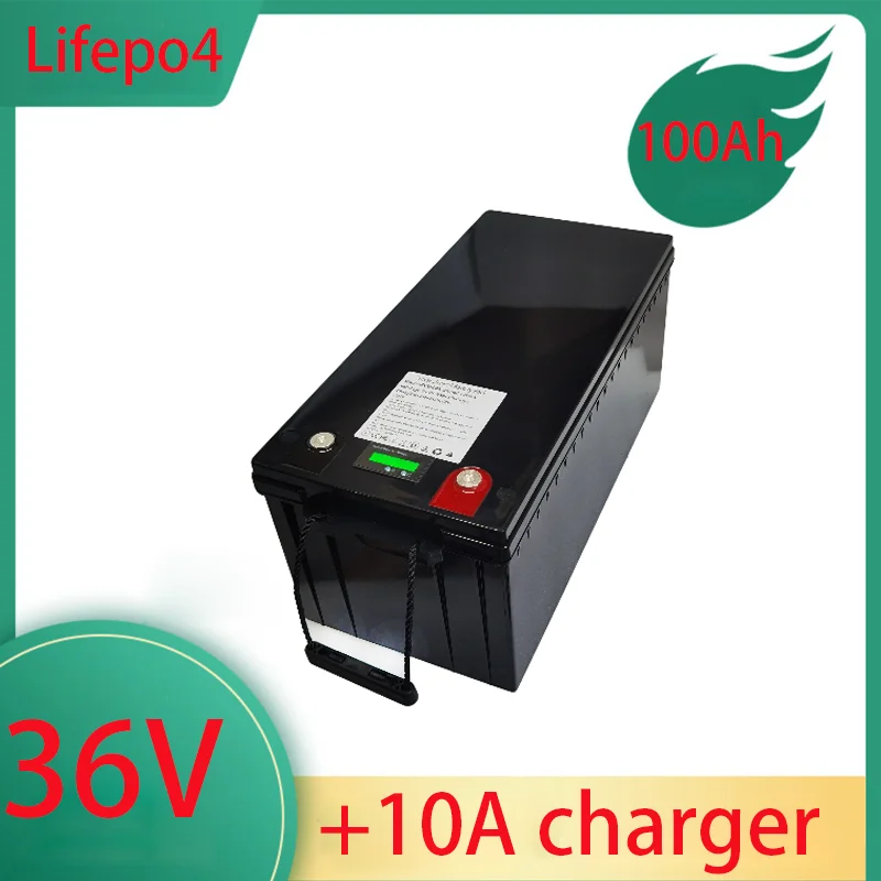 

Lithium 36V 100Ah Lifepo4 Battery With BMS For Solar System Trolling Motor Boat+ 43.8V 10A Charger