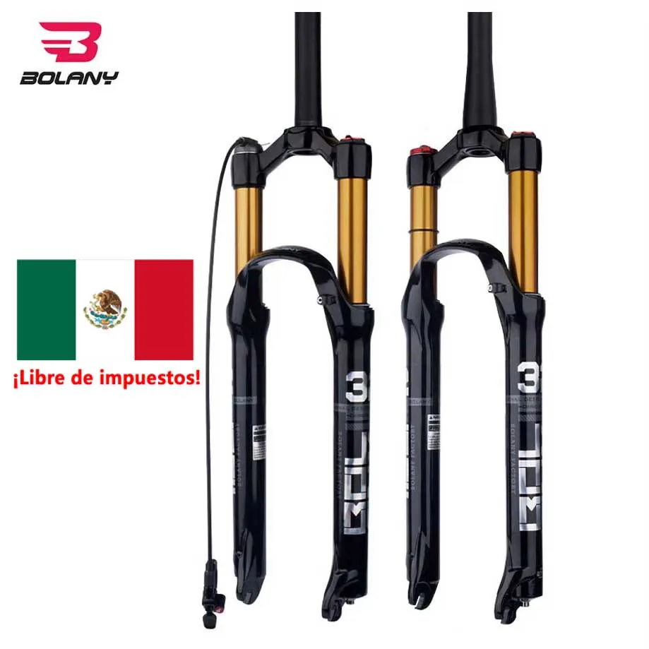 BOLANY-MTB Fork Suspension,Air Shock Absorber,Manual Remote,Magnesium Alloy,Straight Tapered,Locked Front Fork,26 