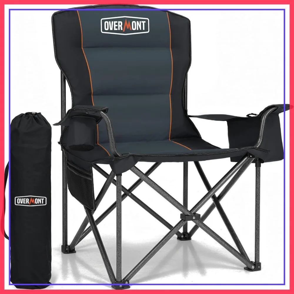 

Oversized Folding Camping Chair 450lbs Capacity with Cooler Pockets Heavy Duty Collapsible for Outdoor