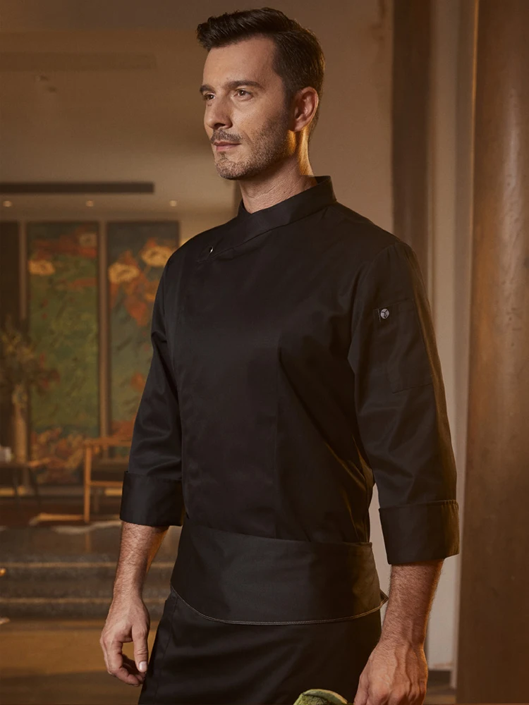 Uniforme de Chef à manches longues, vêtements de travail de cuisine pour femmes, vestes d'hôtel pour hommes, manteau de travail de serveur de boulangerie, chemise respirante pour café