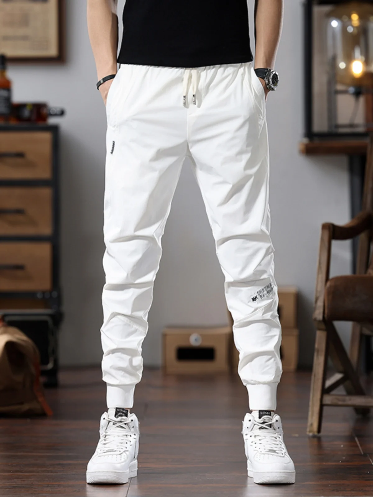 

Ice Silk Men's Casual Pants Summer Thin Qui Dry Sports Trousers Loose Fit Long Pants No Ironing Required Faionable Brand